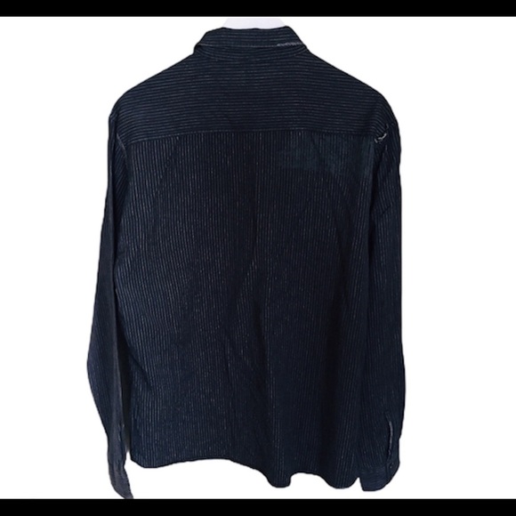 O’NEILL Pinstripe Long Sleeve Button Down Shirt With Distressed Accents Black XL - Picture 3 of 7